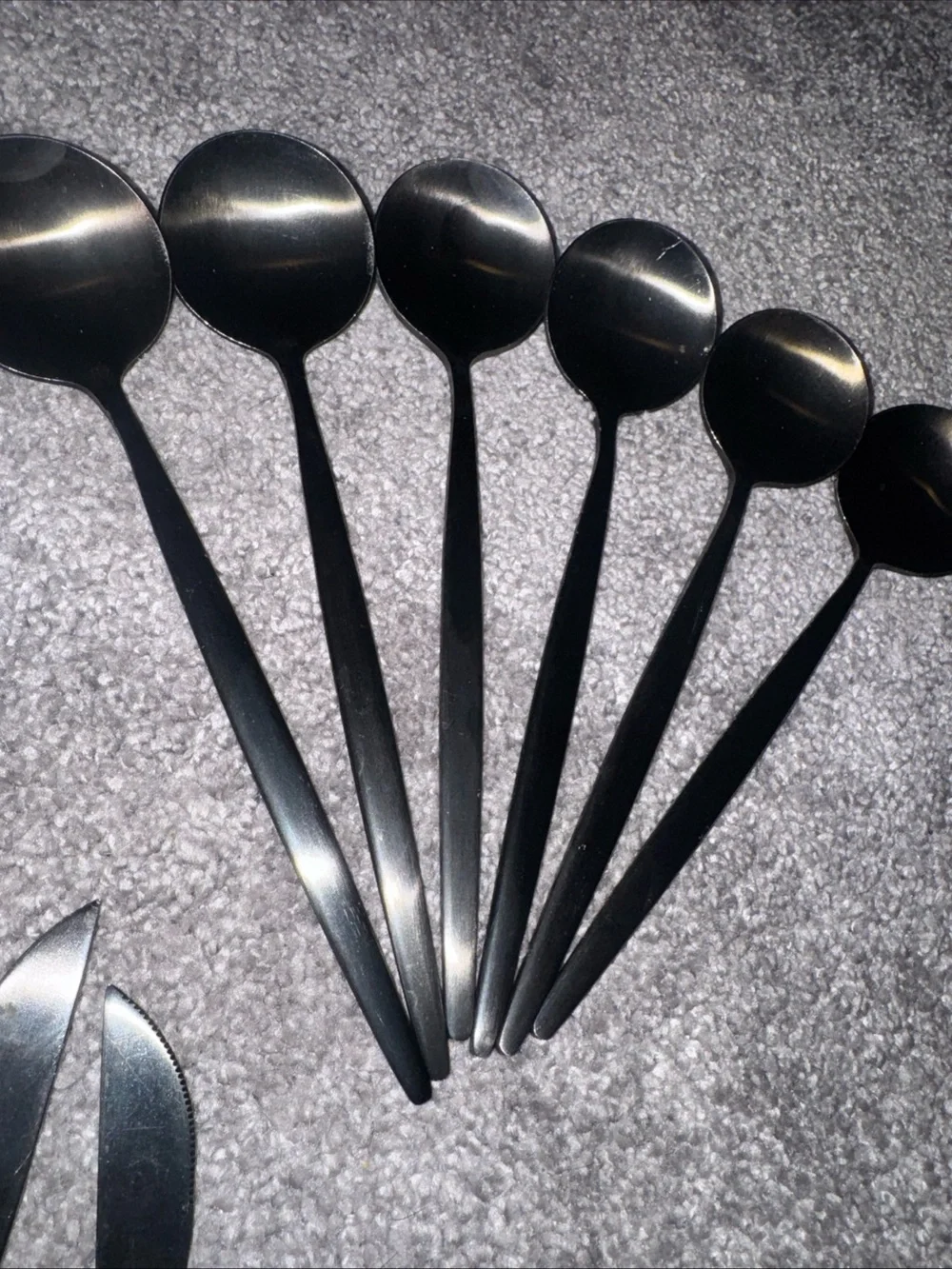 Odin Black 7 1/8 Brushed Stainless Steel Extra Heavy Weight Forged Knifes Spoons